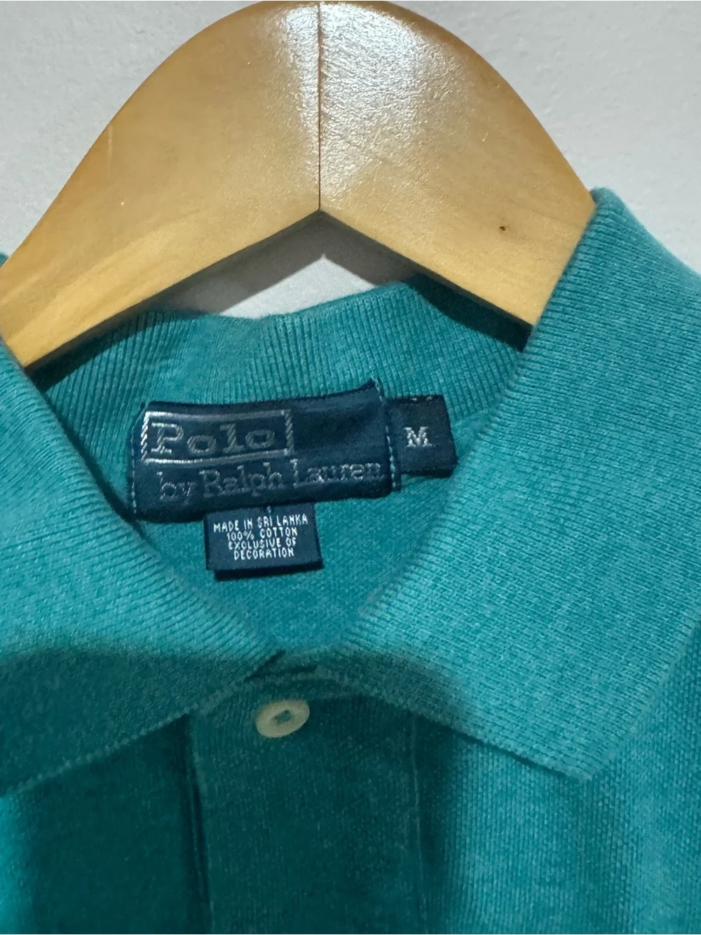 Vintage Polo Ralph Lauren Polo Shirt Med Mens 90s Green Teal Preppy Pony